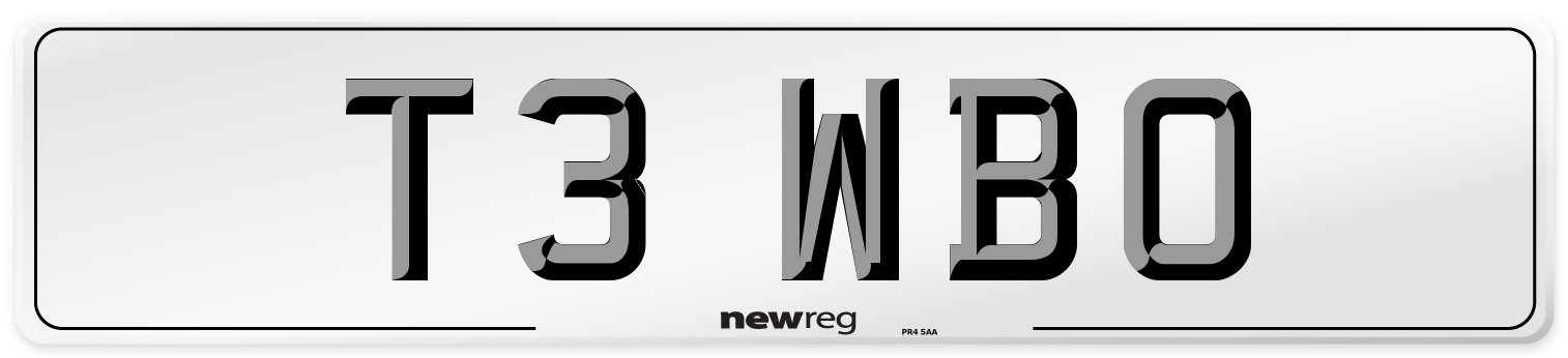 T3 WBO Front Number Plate