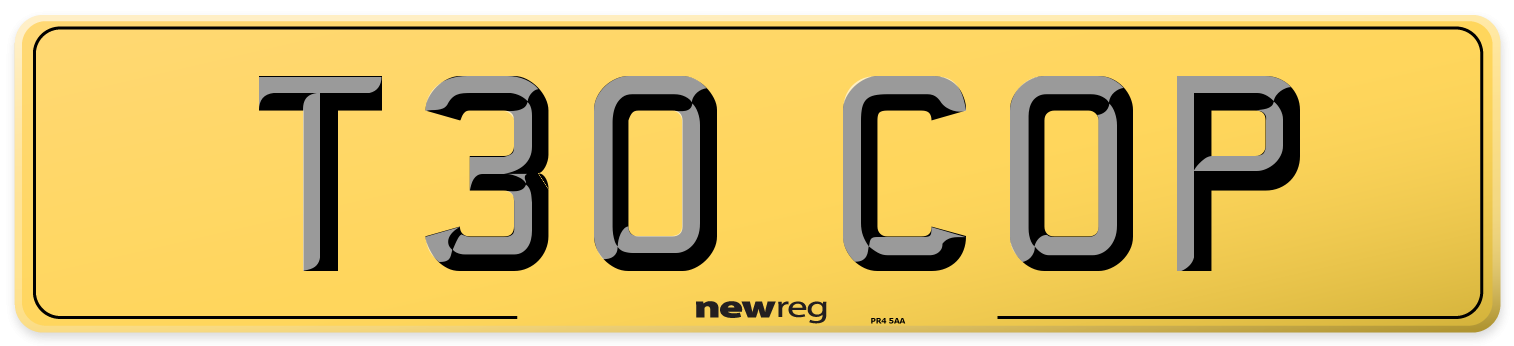 T30 COP Rear Number Plate
