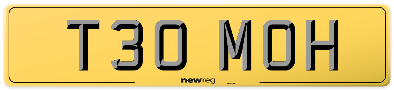 T30 MOH Rear Number Plate
