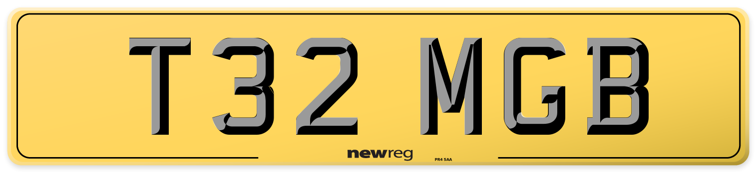 T32 MGB Rear Number Plate