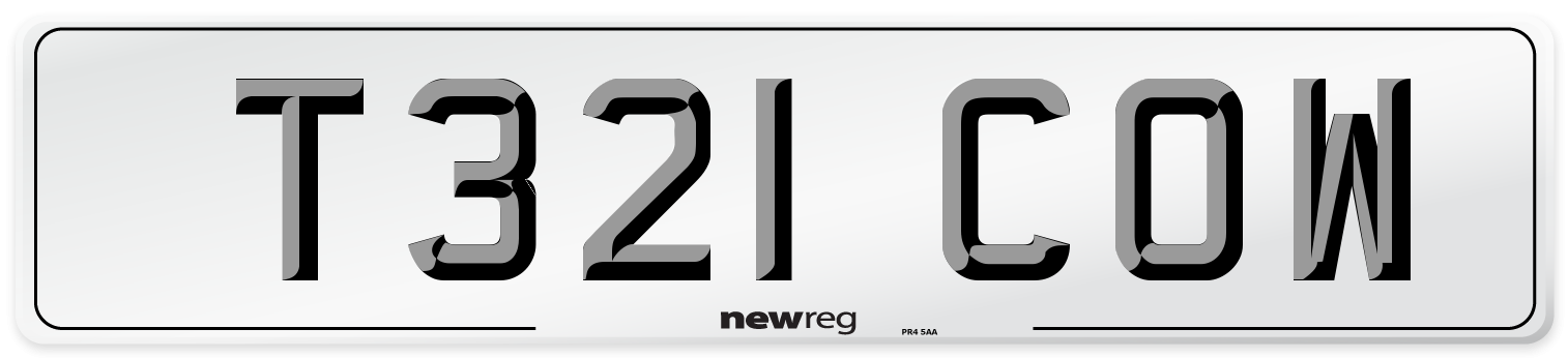 T321 COW Front Number Plate