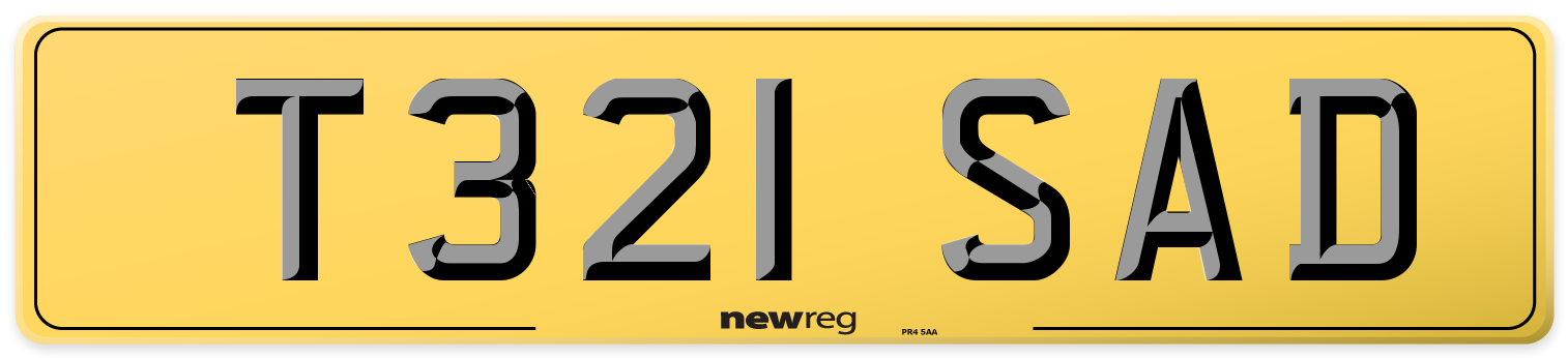 T321 SAD Rear Number Plate