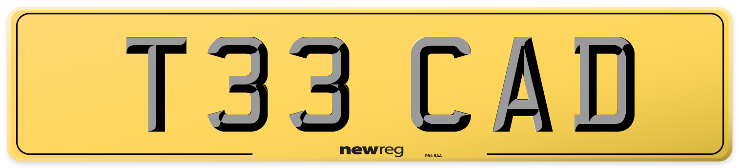 T33 CAD Rear Number Plate