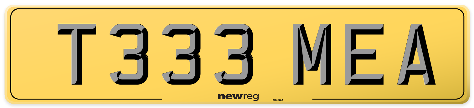 T333 MEA Rear Number Plate
