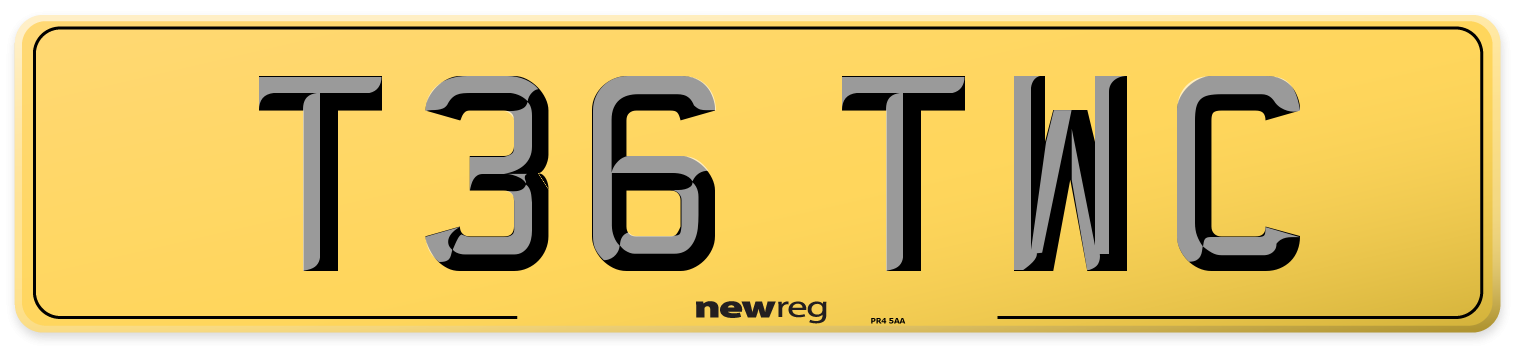 T36 TWC Rear Number Plate