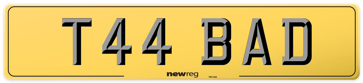 T44 BAD Rear Number Plate