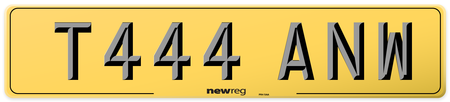 T444 ANW Rear Number Plate