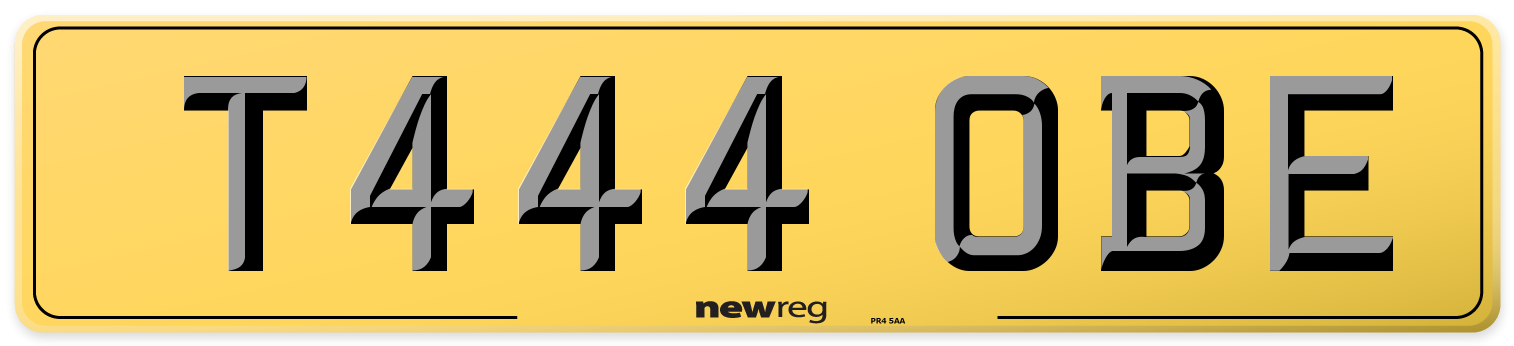 T444 OBE Rear Number Plate