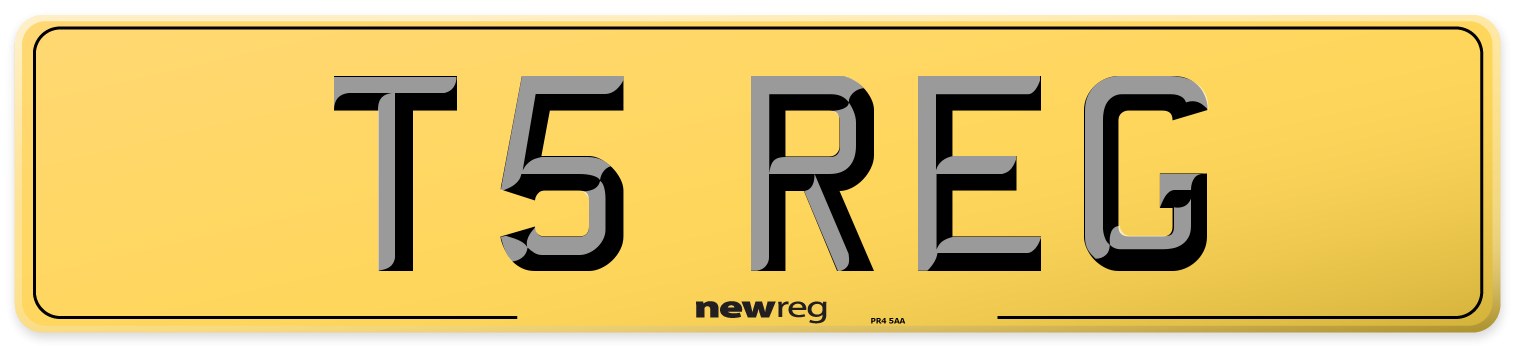 T5 REG Rear Number Plate