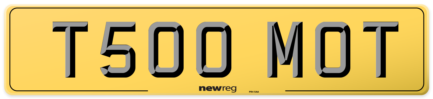 T500 MOT Rear Number Plate