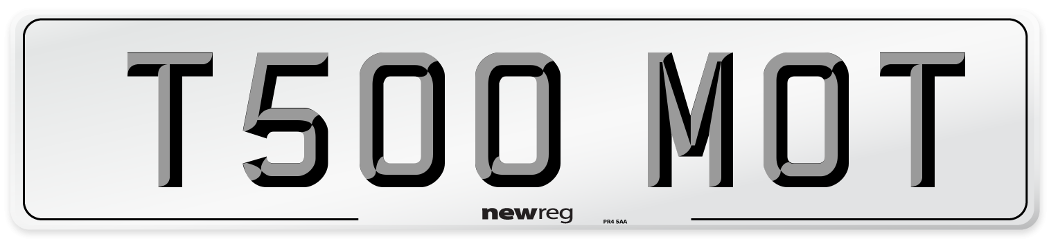 T500 MOT Front Number Plate