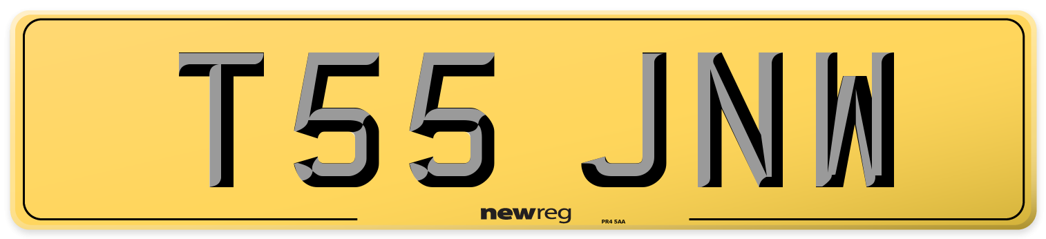 T55 JNW Rear Number Plate
