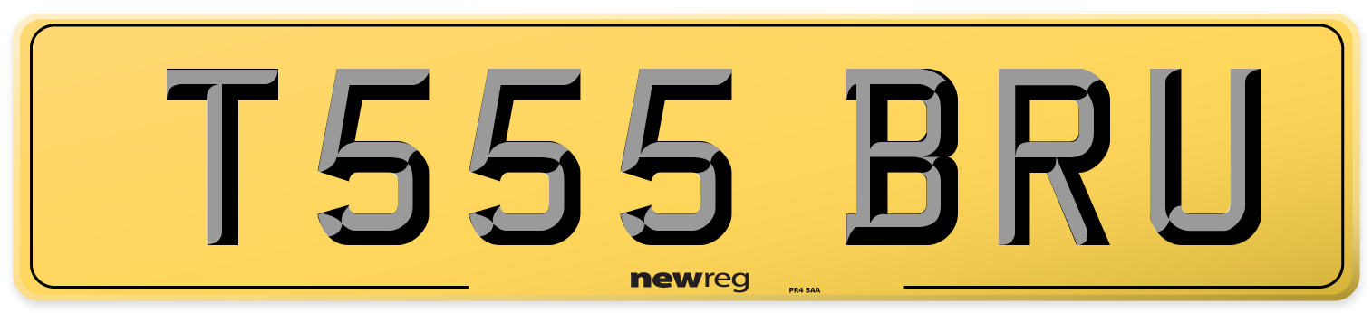 T555 BRU Rear Number Plate