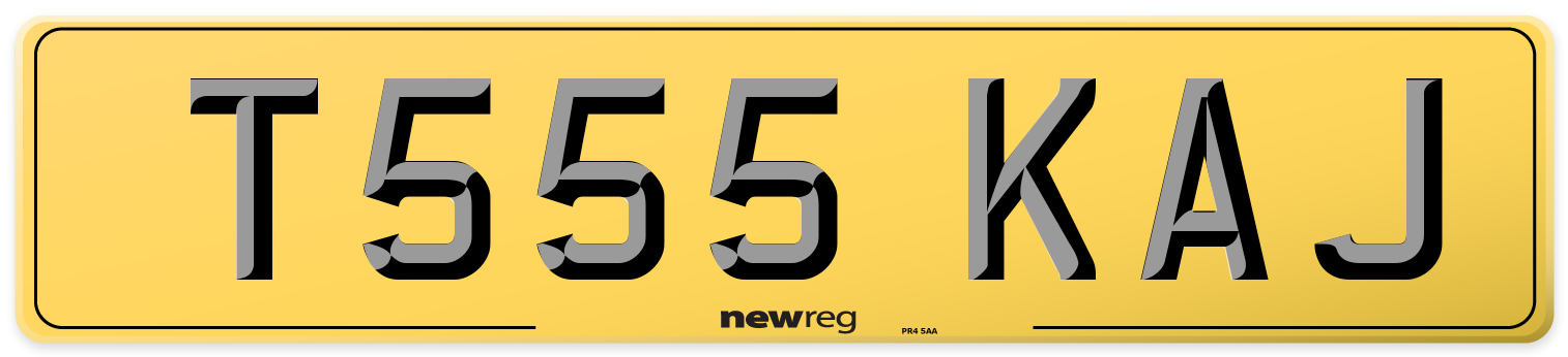 T555 KAJ Rear Number Plate