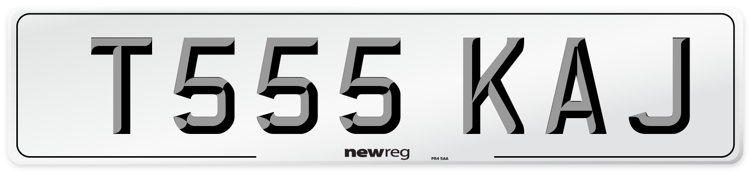 T555 KAJ Front Number Plate