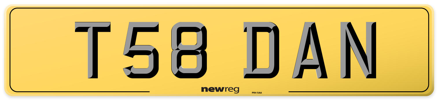 T58 DAN Rear Number Plate