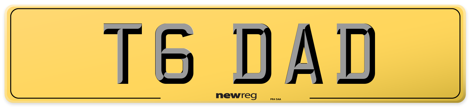 T6 DAD Rear Number Plate