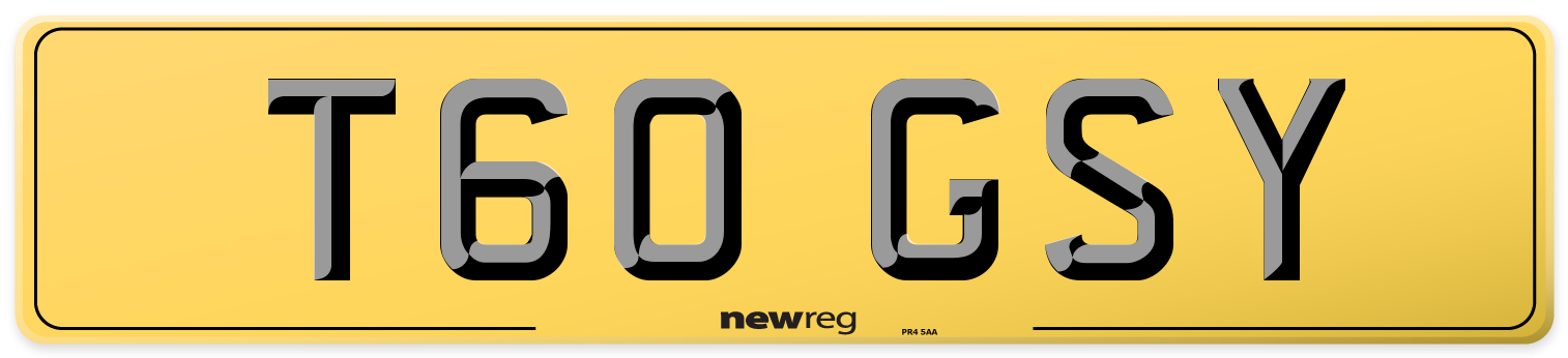 T60 GSY Rear Number Plate