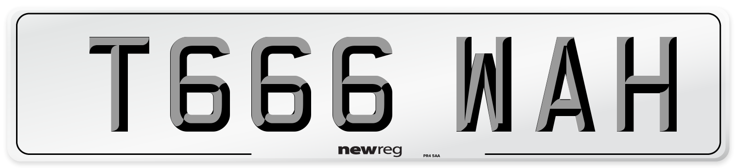 T666 WAH Front Number Plate