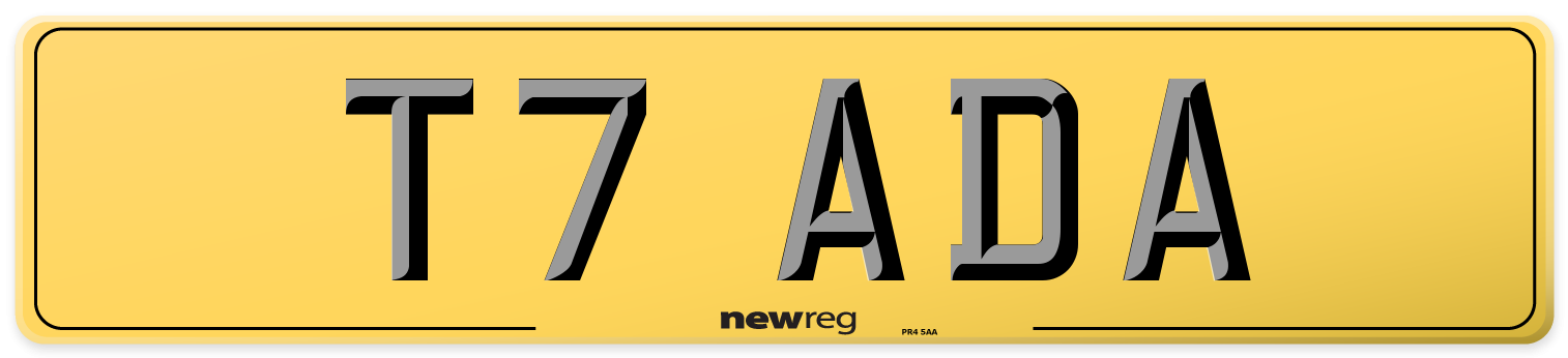 T7 ADA Rear Number Plate