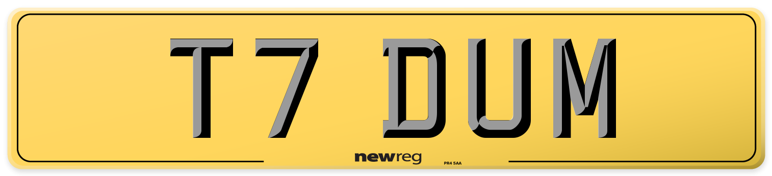 T7 DUM Rear Number Plate