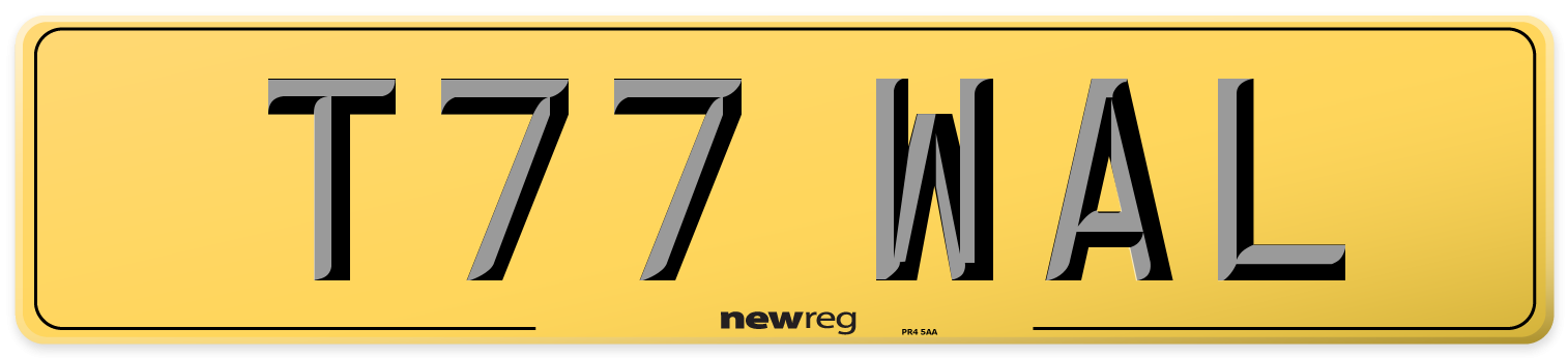 T77 WAL Rear Number Plate