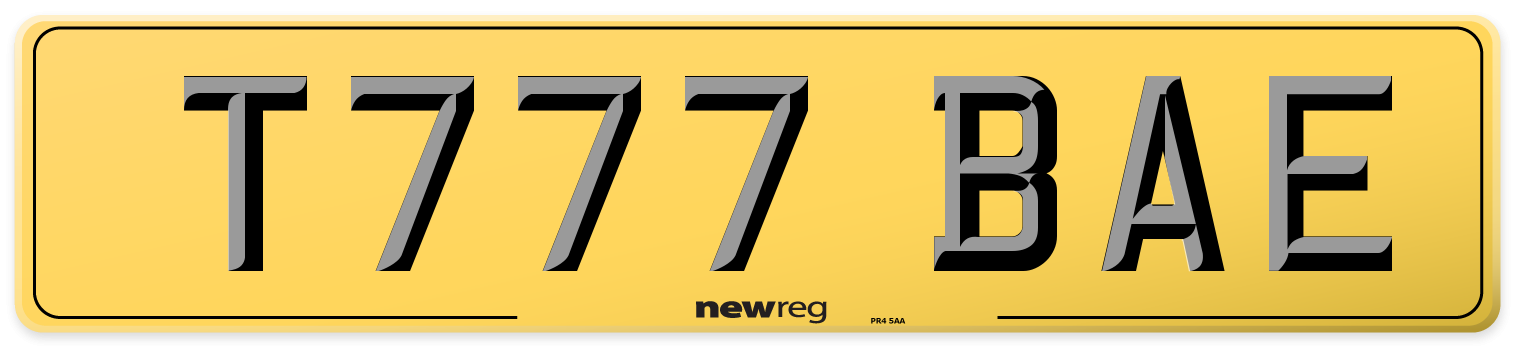 T777 BAE Rear Number Plate