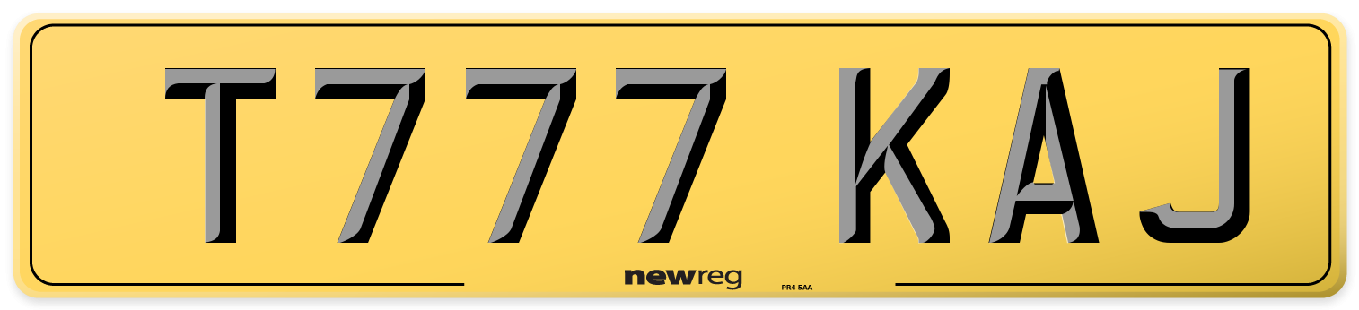 T777 KAJ Rear Number Plate