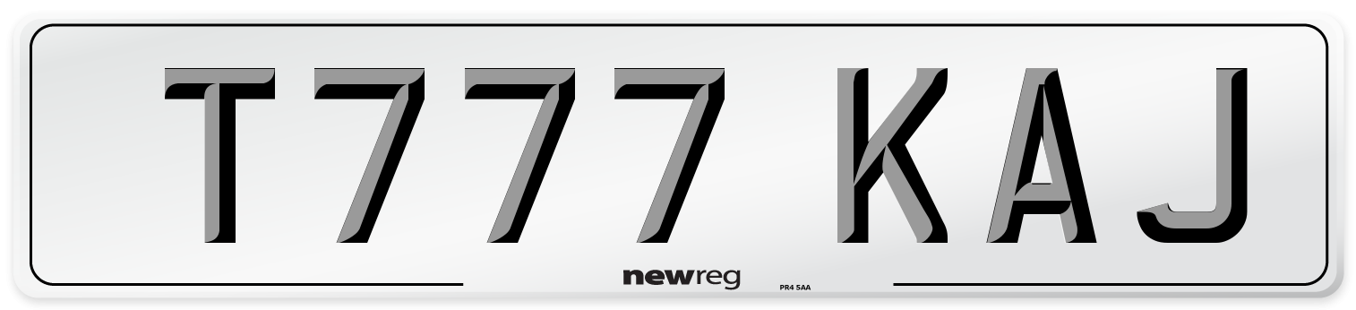 T777 KAJ Front Number Plate