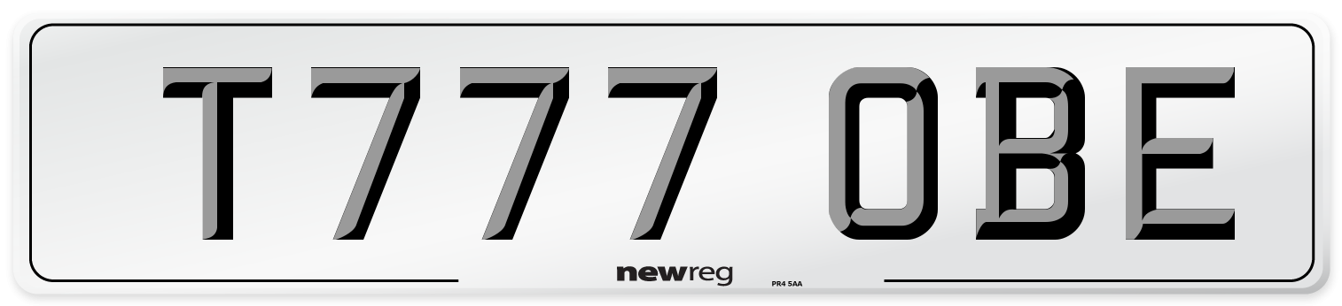 T777 OBE Front Number Plate
