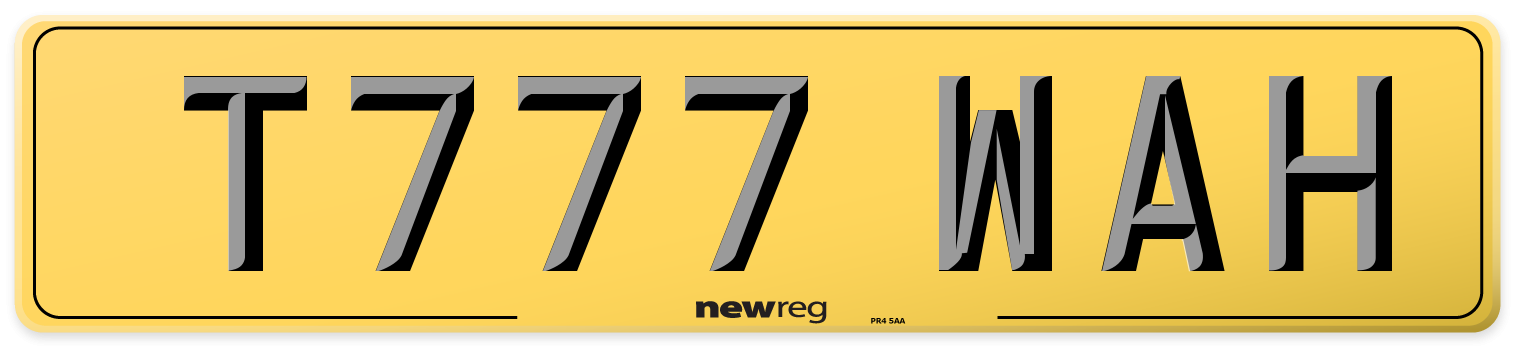T777 WAH Rear Number Plate