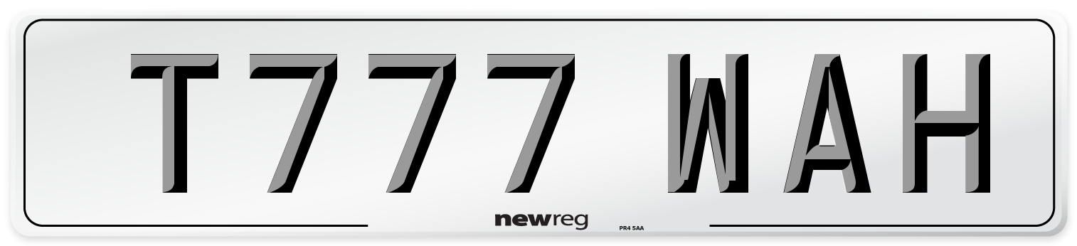 T777 WAH Front Number Plate