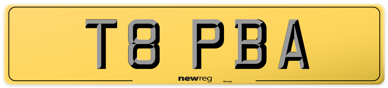 T8 PBA Rear Number Plate
