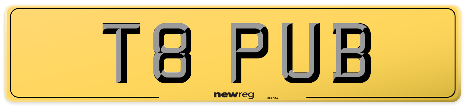 T8 PUB Rear Number Plate
