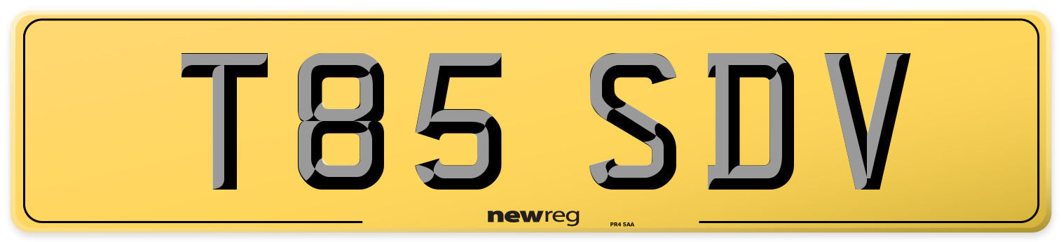 T85 SDV Rear Number Plate