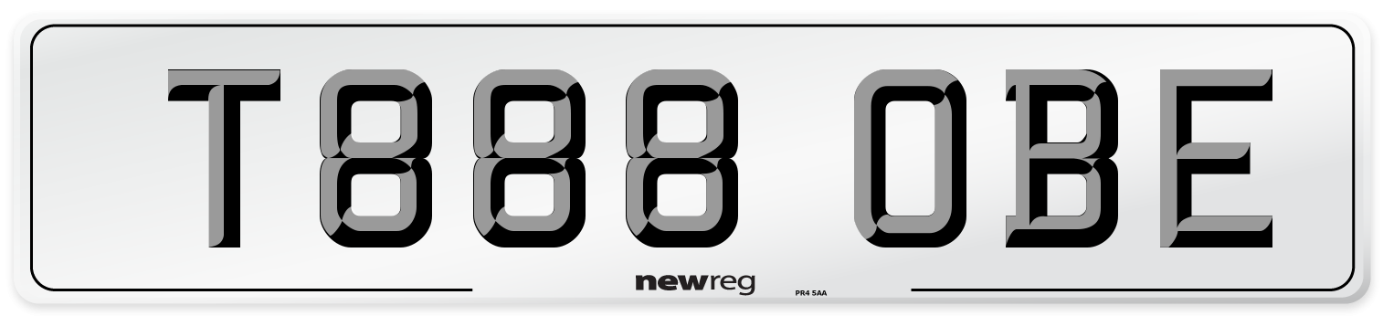 T888 OBE Front Number Plate