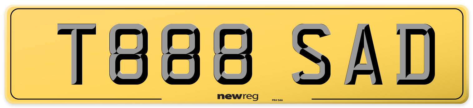 T888 SAD Rear Number Plate