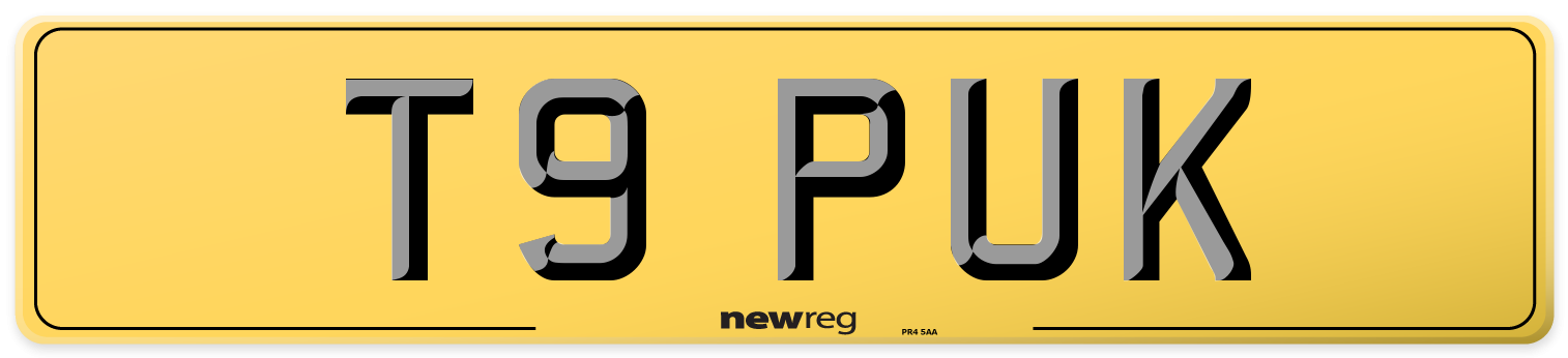 T9 PUK Rear Number Plate