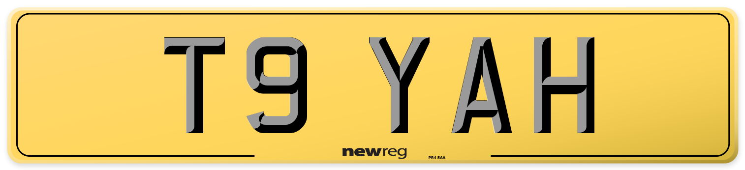 T9 YAH Rear Number Plate