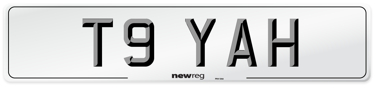 T9 YAH Front Number Plate