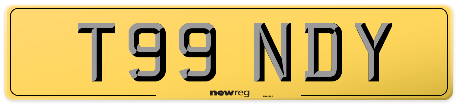 T99 NDY Rear Number Plate