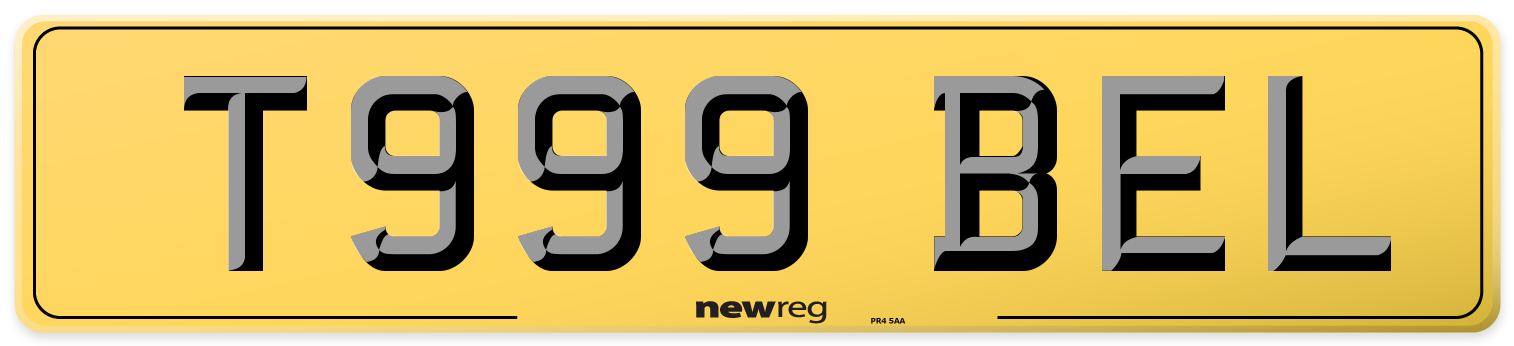 T999 BEL Rear Number Plate