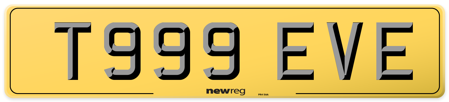 T999 EVE Rear Number Plate