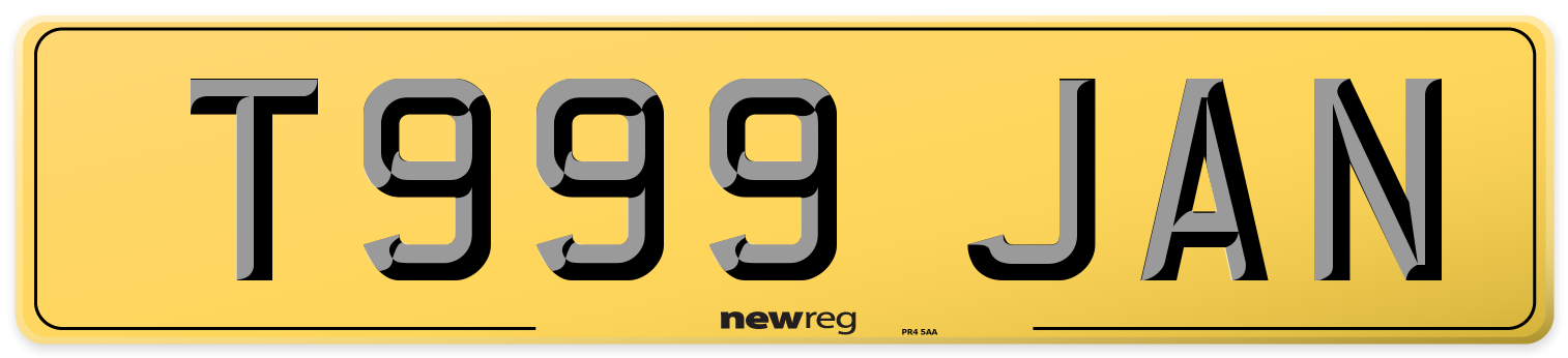 T999 JAN Rear Number Plate