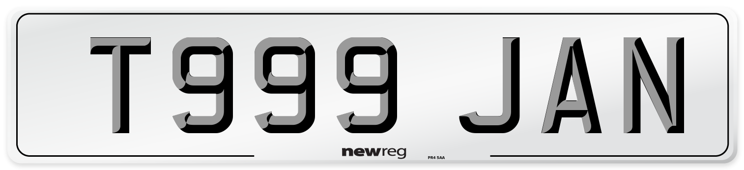 T999 JAN Front Number Plate