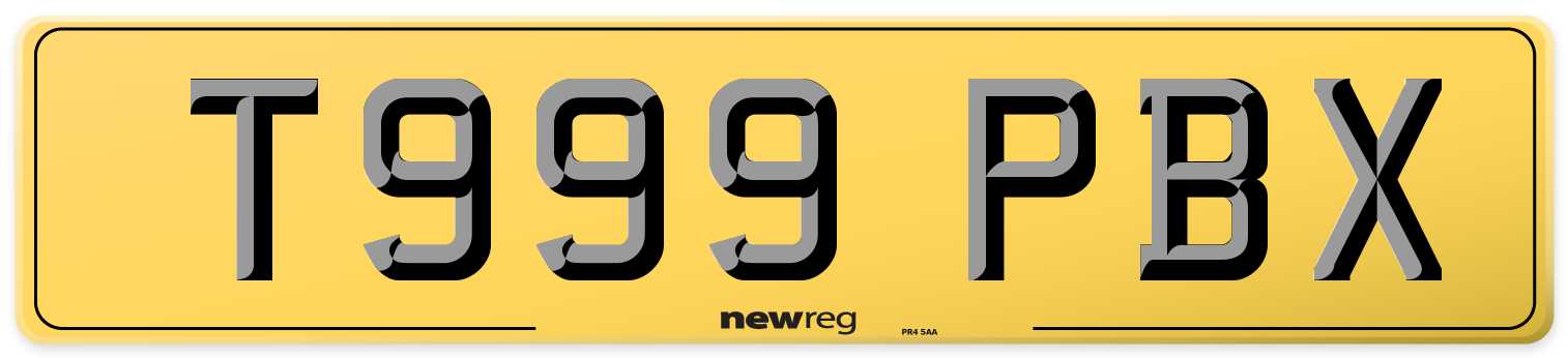 T999 PBX Rear Number Plate