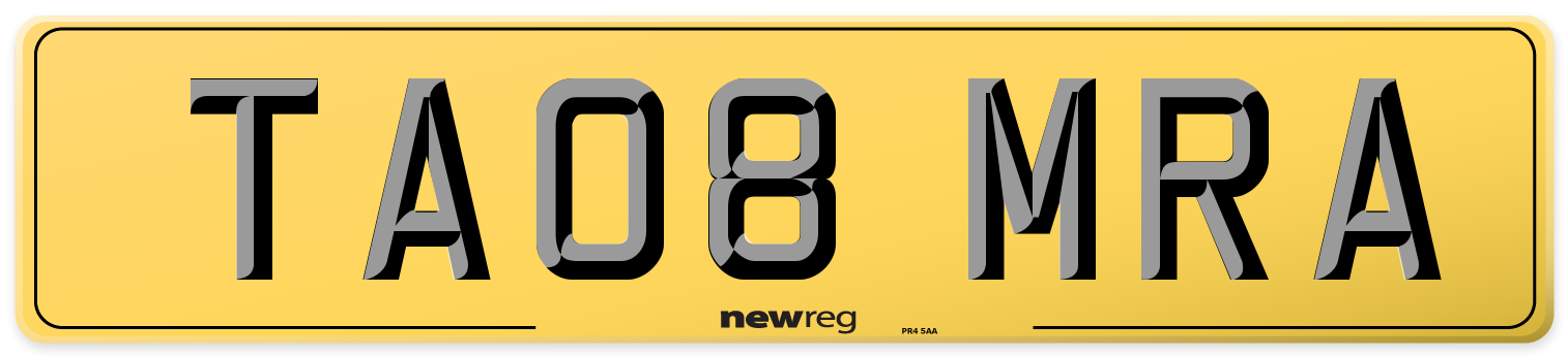 TA08 MRA Rear Number Plate