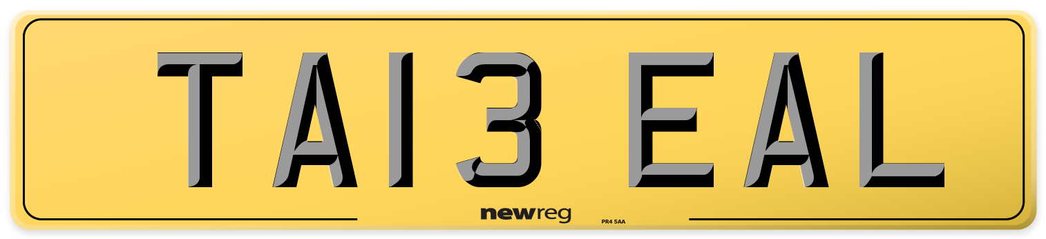 TA13 EAL Rear Number Plate