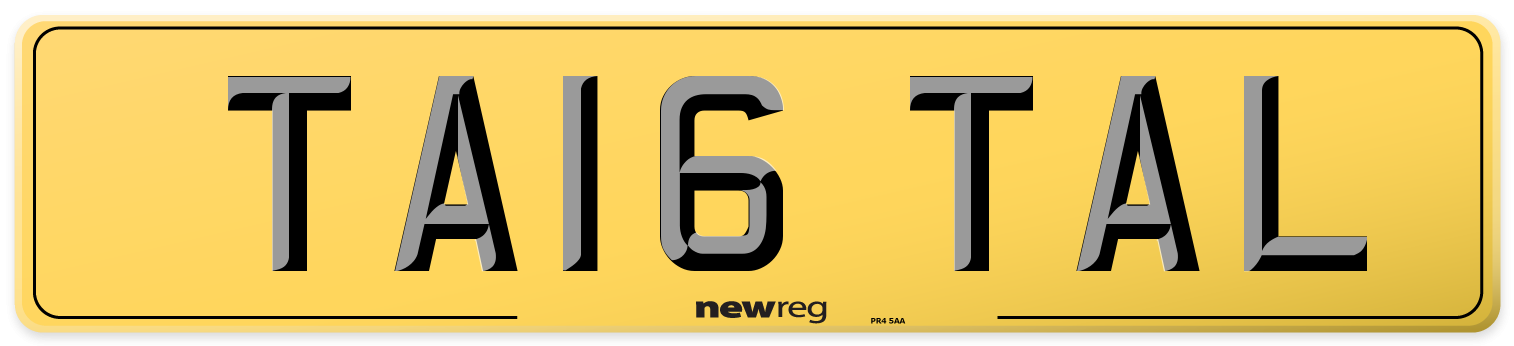TA16 TAL Rear Number Plate