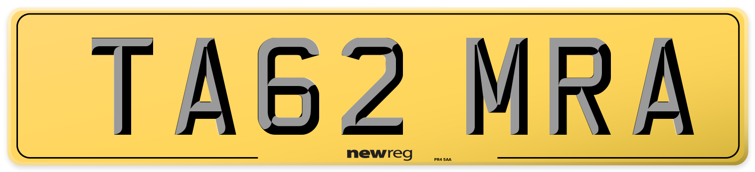 TA62 MRA Rear Number Plate